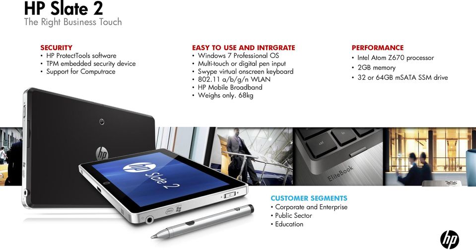 virtual onscreen keyboard 802.11 a/b/g/n WLAN HP Mobile Broadband Weighs only.