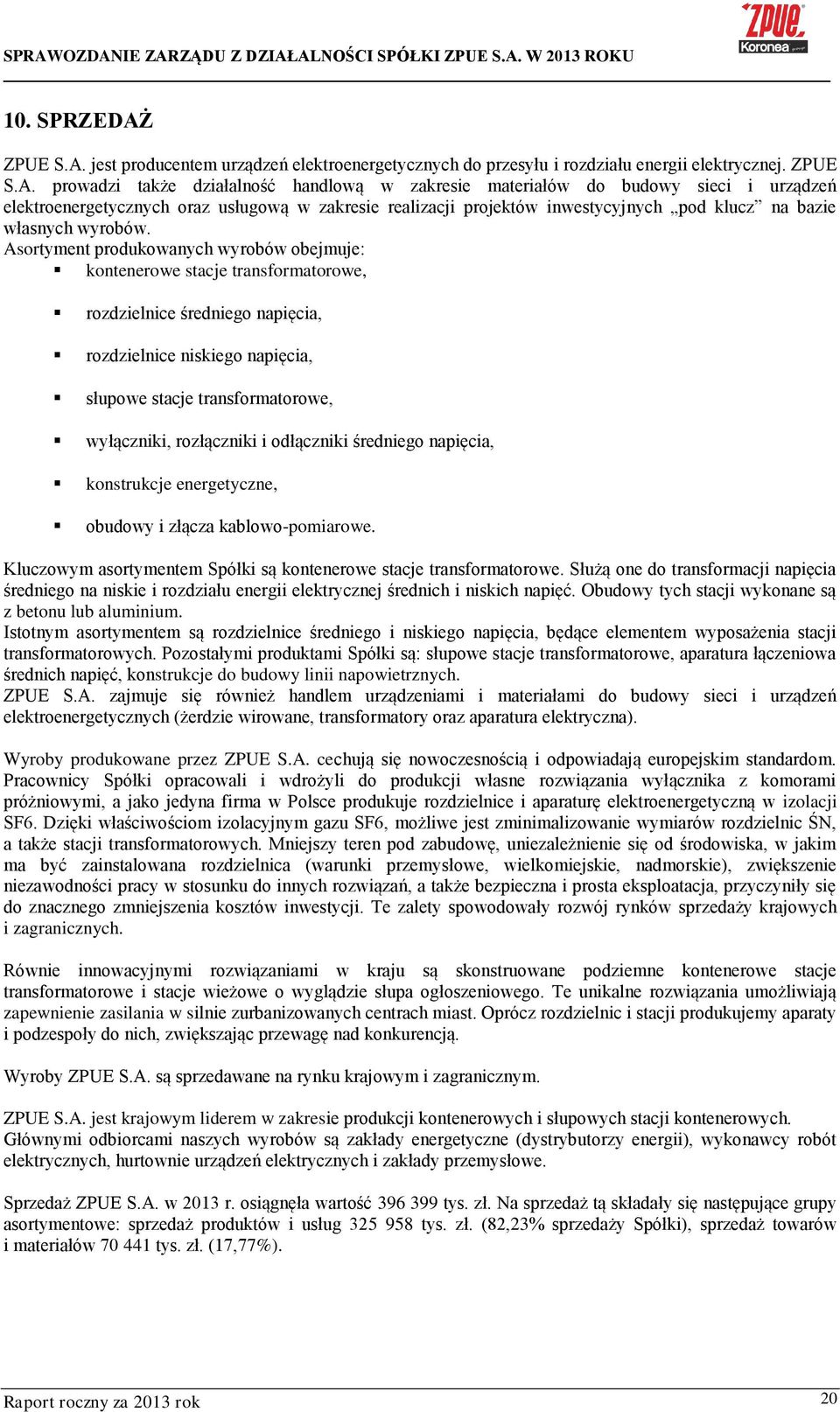 jest producentem urządzeń elektroenergetycznych do przesyłu i rozdziału energii elektrycznej.
