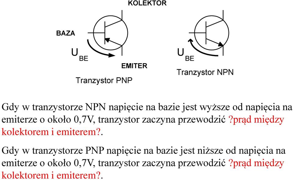 prąd między kolektorem i emiterem?