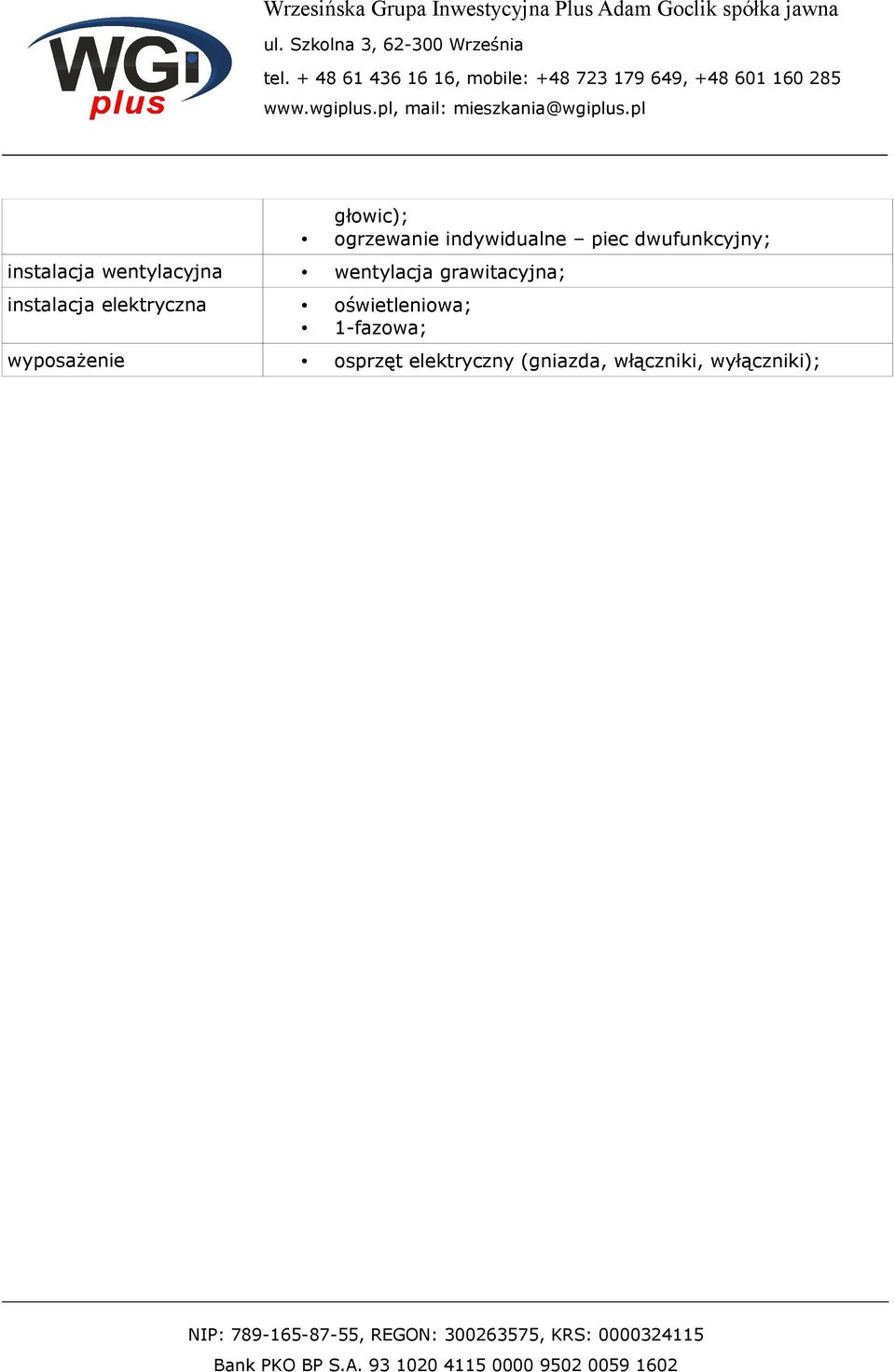 wentylacja grawitacyjna; 1-fazowa;