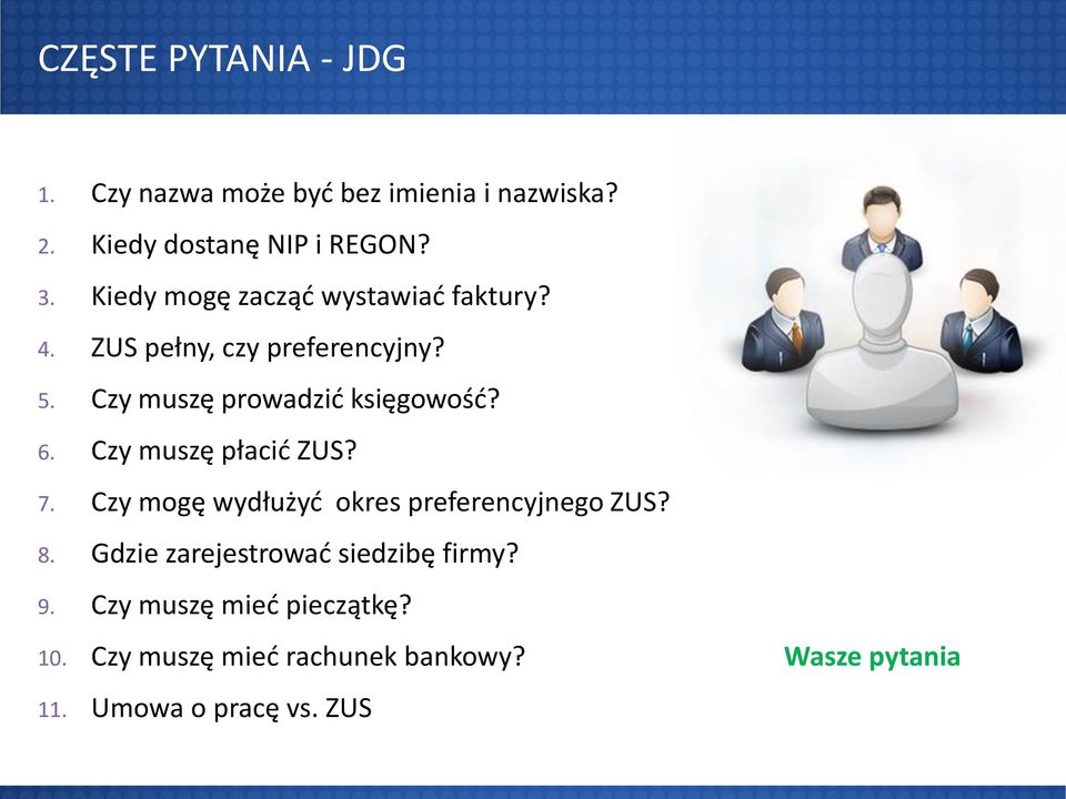 6. Czy muszę płacić ZUS? 7. Czy mogę wydłużyć okres preferencyjnego ZUS? 8.