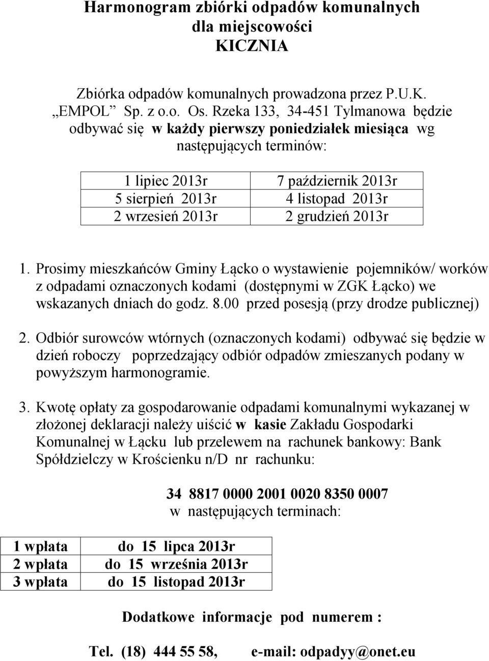 4 listopad 2013r 2 wrzesień 2013r 2 grudzień 2013r 1.