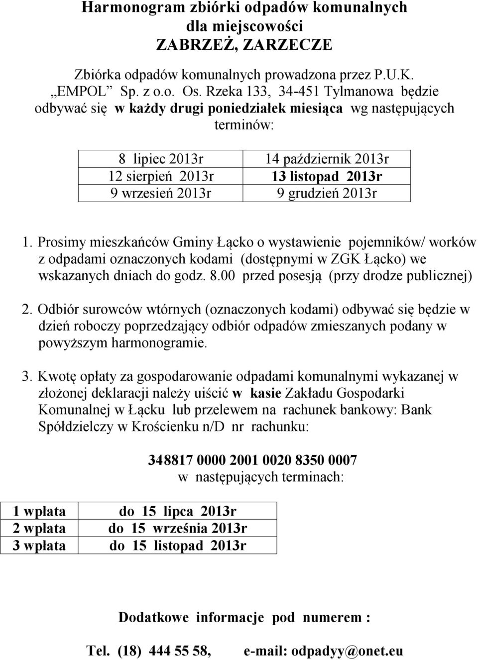 13 listopad 2013r 9 wrzesień 2013r 9 grudzień 2013r 1.