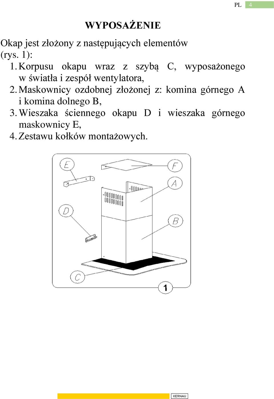 Maskownicy ozdobnej złożonej z: komina górnego A i komina dolnego B, 3.