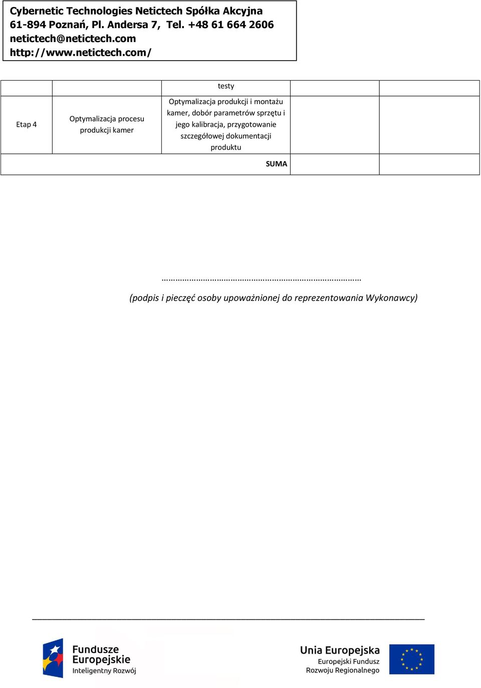 kalibracja, przygotowanie szczegółowej dokumentacji produktu