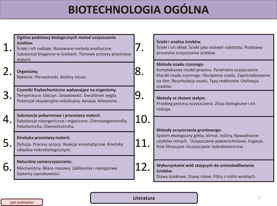 Potencjał oksydacyjno-redukcyjny. Aeracja. Mieszanie. Substancje pokarmowe i przemiana materii. Substancje nieorganiczne i organiczne. Chemoorganotrofia. Fotolitotrofia. Chemolitotrofia.