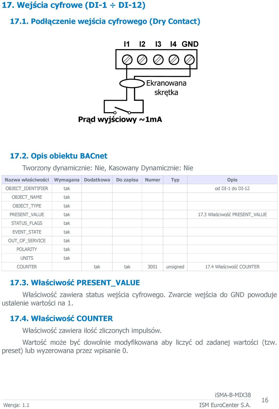 I3 I4 GND Prąd wyjściowy ~1mA 17.2.