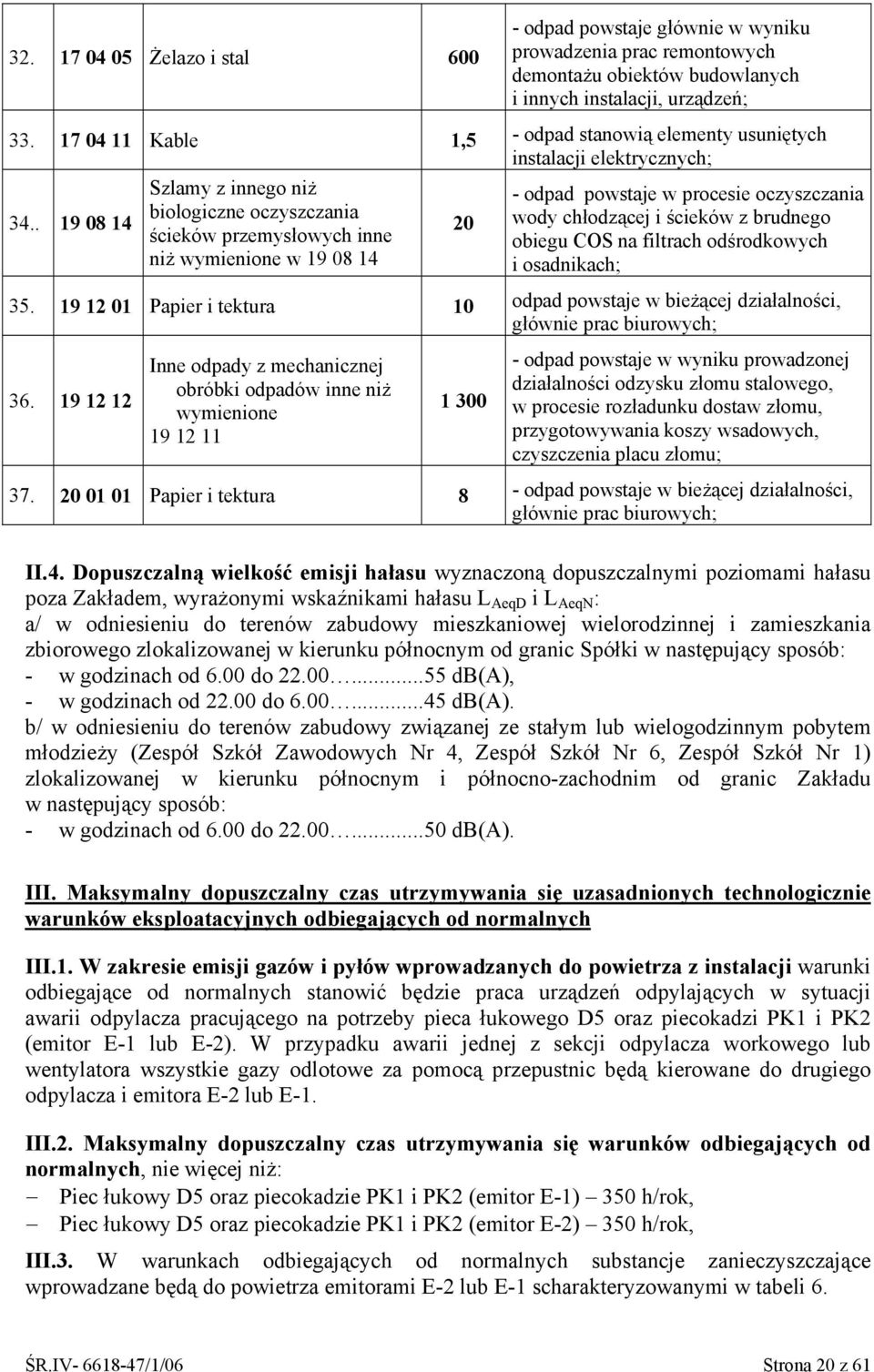 . 19 08 14 Szlamy z innego niż biologiczne oczyszczania ścieków przemysłowych inne niż wymienione w 19 08 14 20 odpad powstaje w procesie oczyszczania wody chłodzącej i ścieków z brudnego obiegu COS