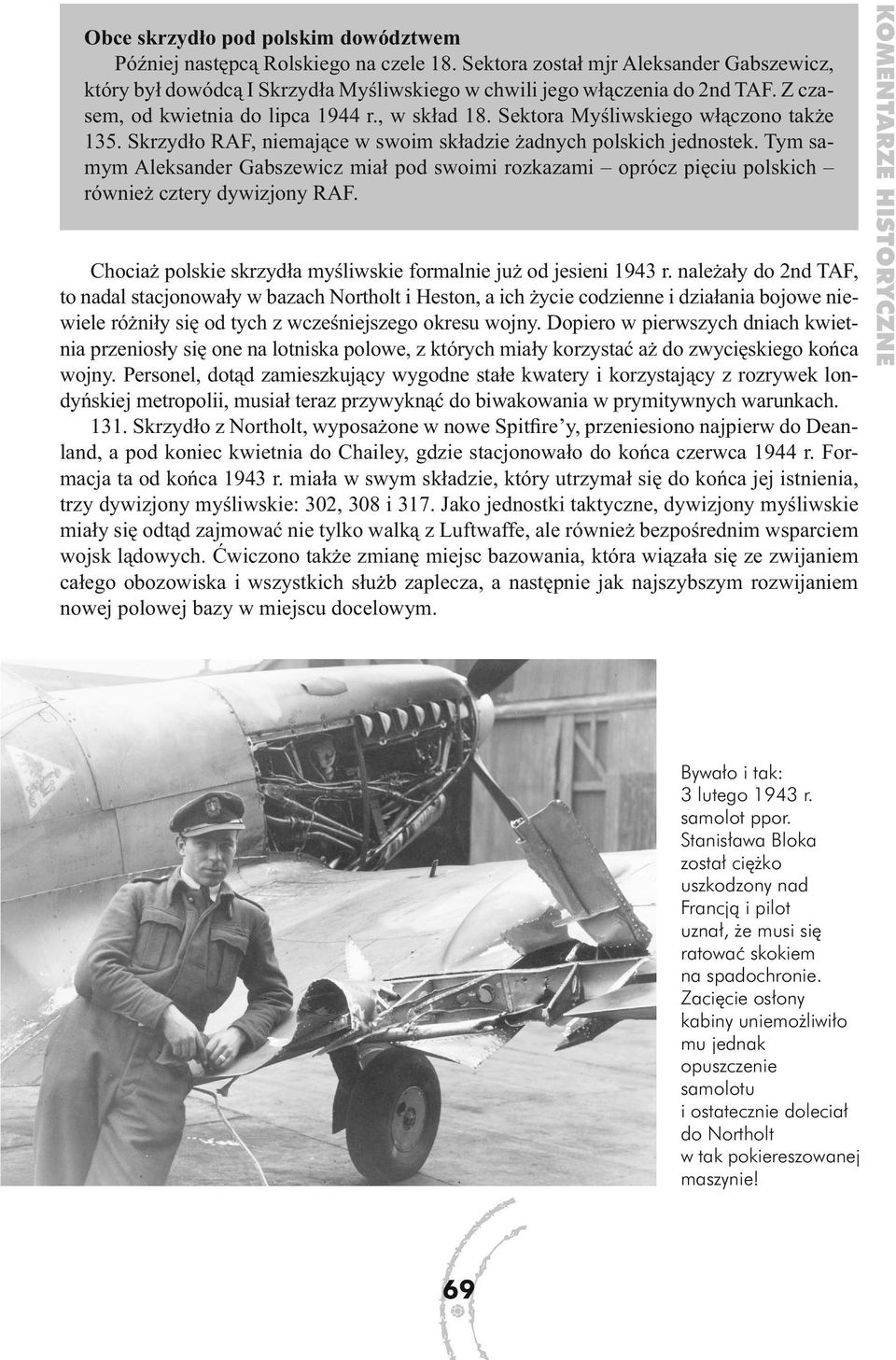 Tym samym Aleksander Gabszewicz miał pod swoimi rozkazami oprócz pięciu polskich również cztery dywizjony RAF. Chociaż polskie skrzydła myśliwskie formalnie już od jesieni 1943 r.