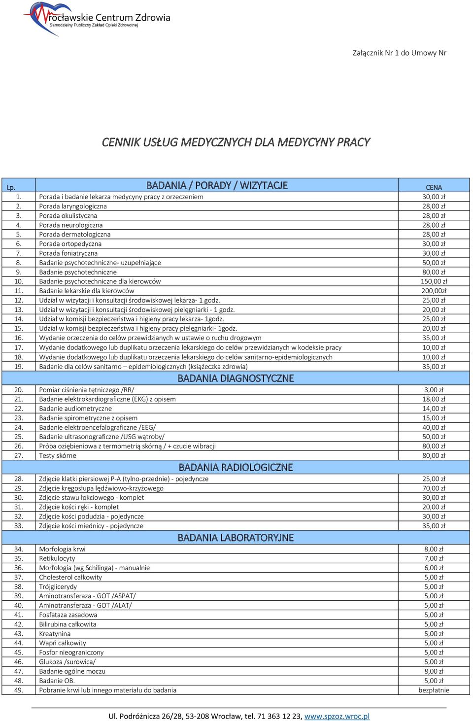 Badanie psychotechniczne- uzupełniające 50,00 zł 9. Badanie psychotechniczne 80,00 zł 10. Badanie psychotechniczne dla kierowców 150,00 zł 11. Badanie lekarskie dla kierowców 200,00zł 12.