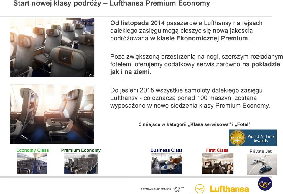 Poza zwiększoną przestrzenią na nogi, szerszym rozładanym fotelem, oferujemy dodatkowy serwis zarówno na pokładzie jak i na ziemi.