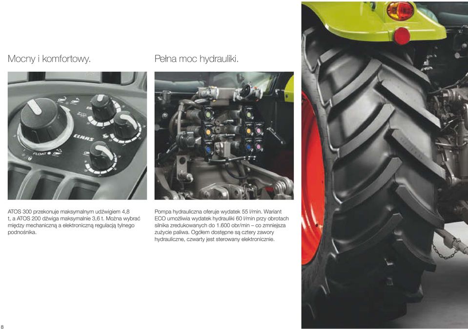 Można wybrać między mechaniczną a elektroniczną regulacją tylnego podnośnika.