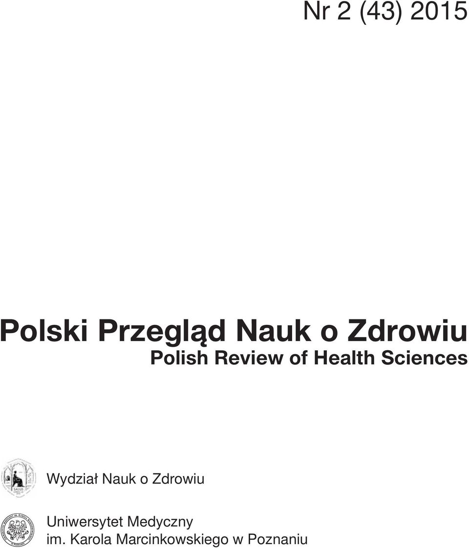 Sciences Wydział Nauk o Zdrowiu