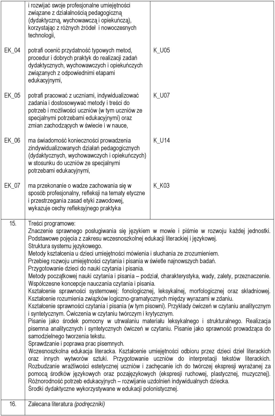 potrafi pracować z uczniami, indywidualizować zadania i dostosowywać metody i treści do potrzeb i możliwości uczniów (w tym uczniów ze specjalnymi potrzebami edukacyjnymi) oraz zmian zachodzących w