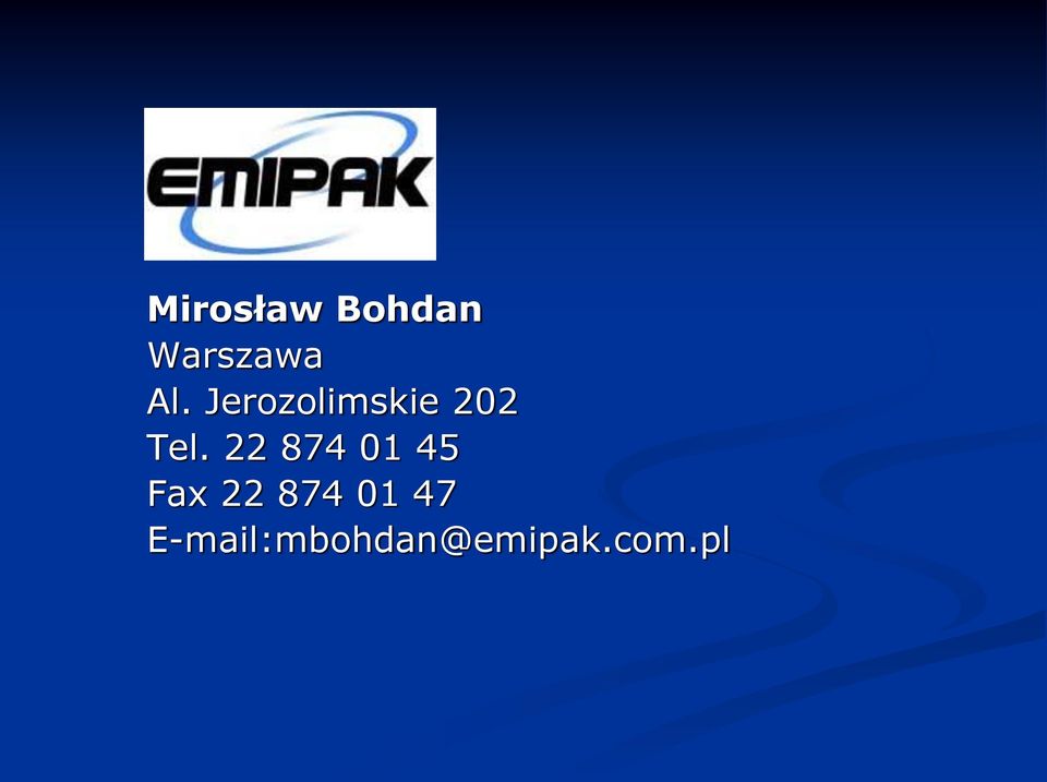 22 874 01 45 Fax 22 874 01