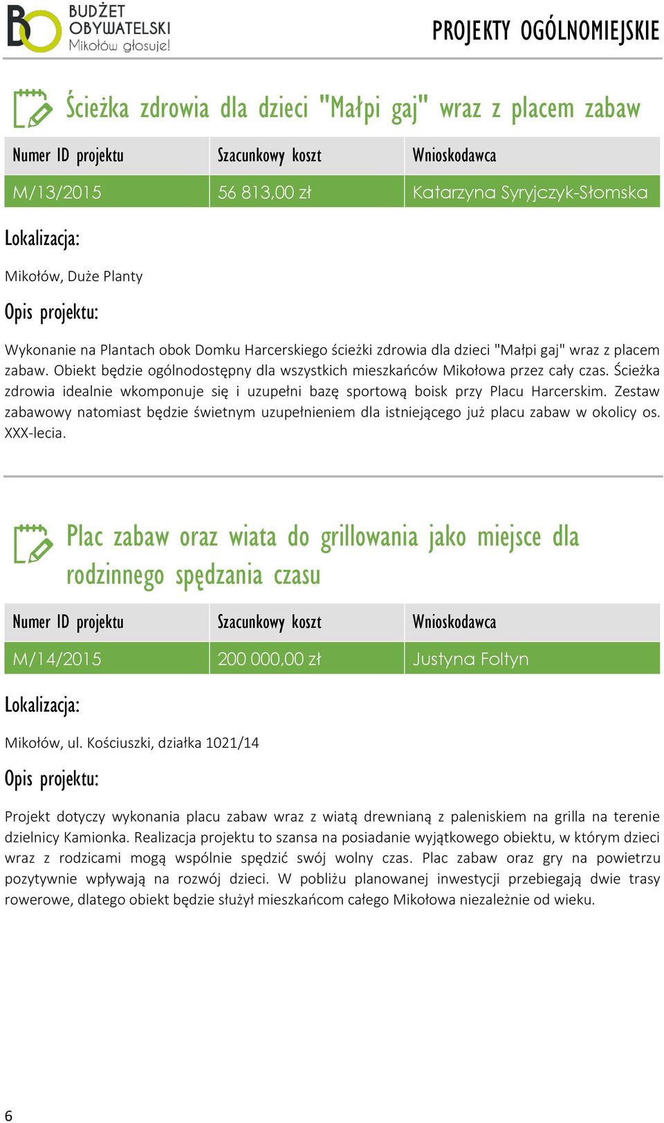 Ścieżka zdrowia idealnie wkomponuje się i uzupełni bazę sportową boisk przy Placu Harcerskim. Zestaw zabawowy natomiast będzie świetnym uzupełnieniem dla istniejącego już placu zabaw w okolicy os.
