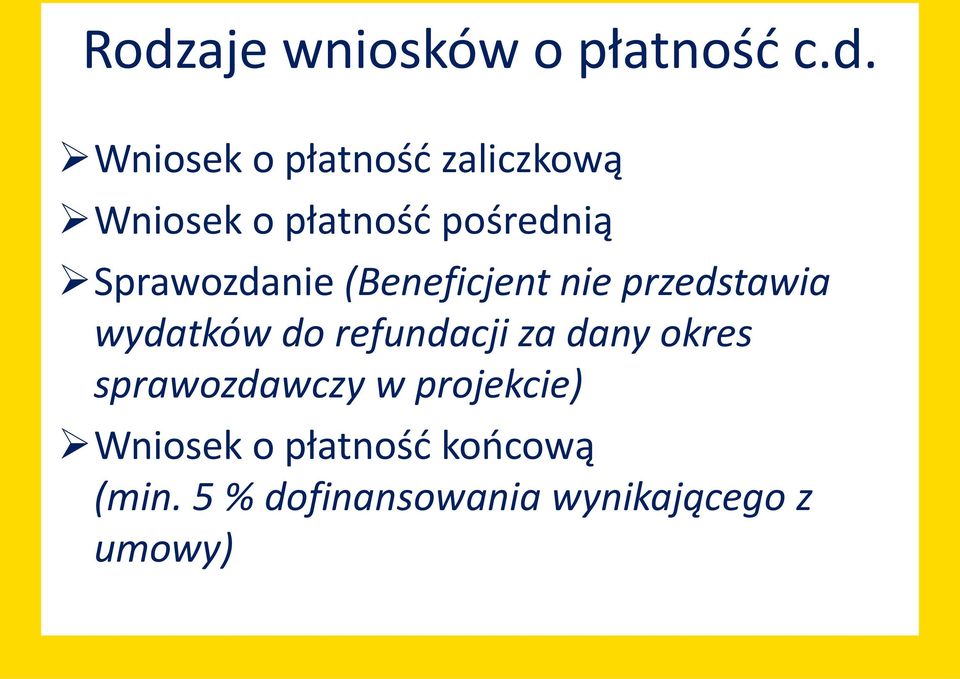 przedstawia wydatków do refundacji za dany okres sprawozdawczy w