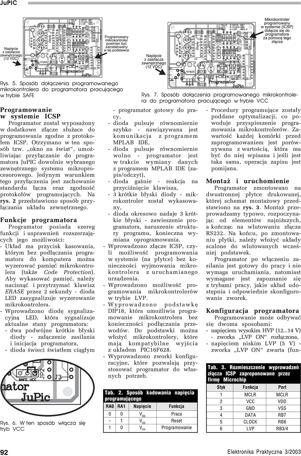 zgodne z protoko- ³em ICSP. Otrzymano w ten sposûb tzw. ìokno na úwiatî, umoøliwiaj¹c przy³¹czanie do programatora JuPIC dowolnie wybranego zewnítrznego systemu mikroprocesorowego.