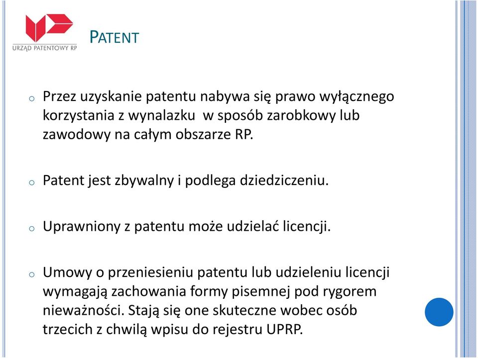 o Uprawniony z patentu może udzielać licencji.