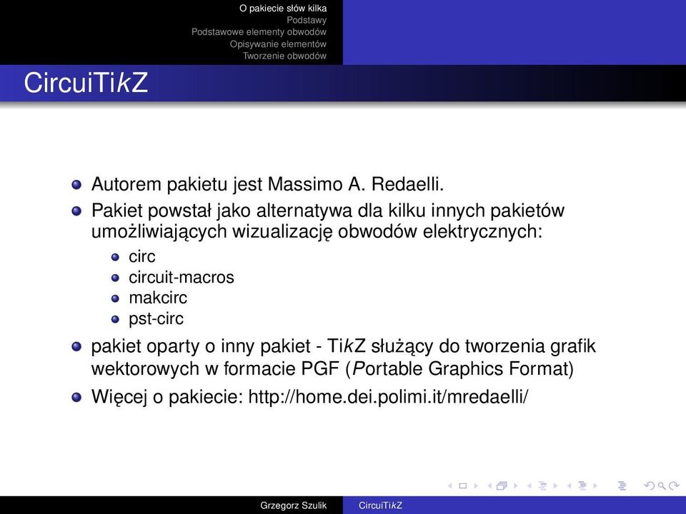 elektrycznych: circ circuit-macros makcirc pst-circ pakiet oparty o inny pakiet - TikZ służacy do