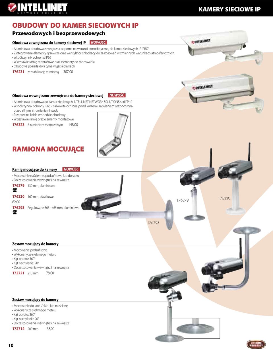 elementy do mocowania Obudowa posiada dwa tylne wyjścia dla kabli 176231 ze stabilizacją termiczną 307,00 Obudowa wewnętrzno-zewnętrzna do kamery sieciowej NOWOŚĆ Aluminiowa obudowa do kamer