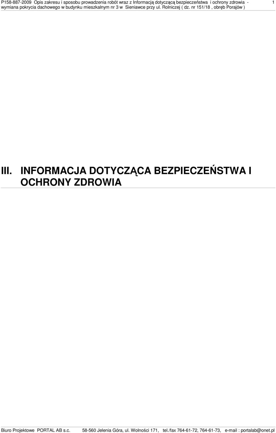 dotyczącą bezpieczeństwa i ochrony zdrowia -