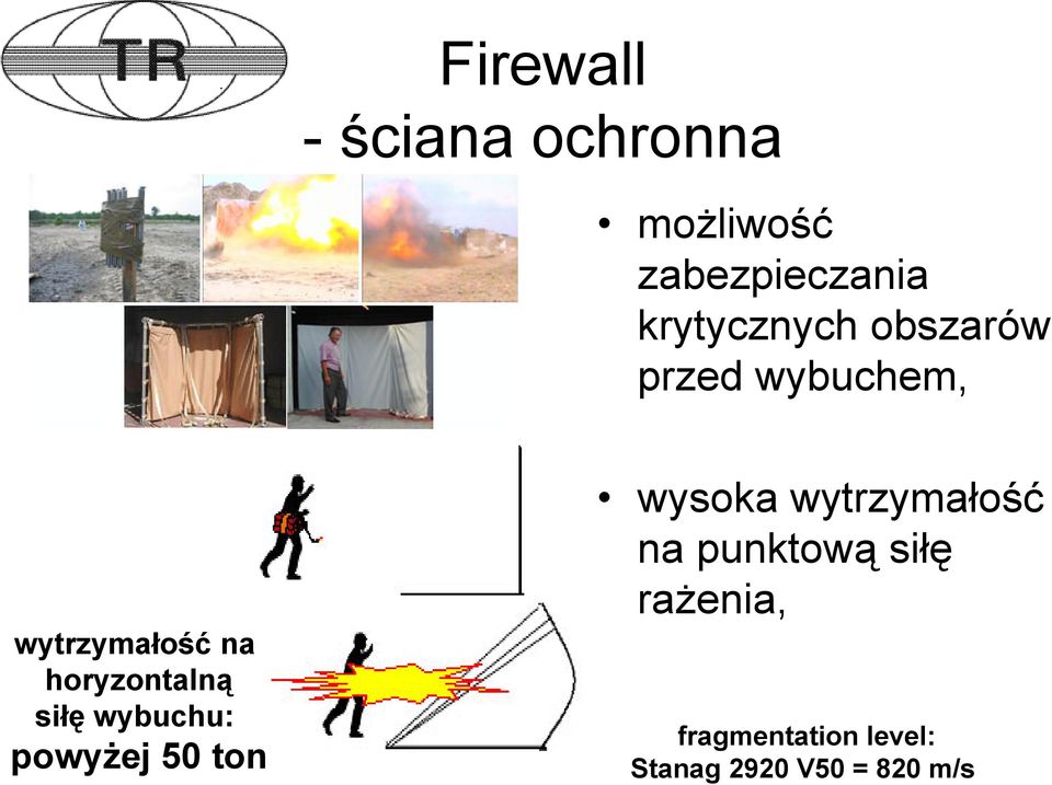 horyzontalną siłę wybuchu: powyżej 50 ton wysoka