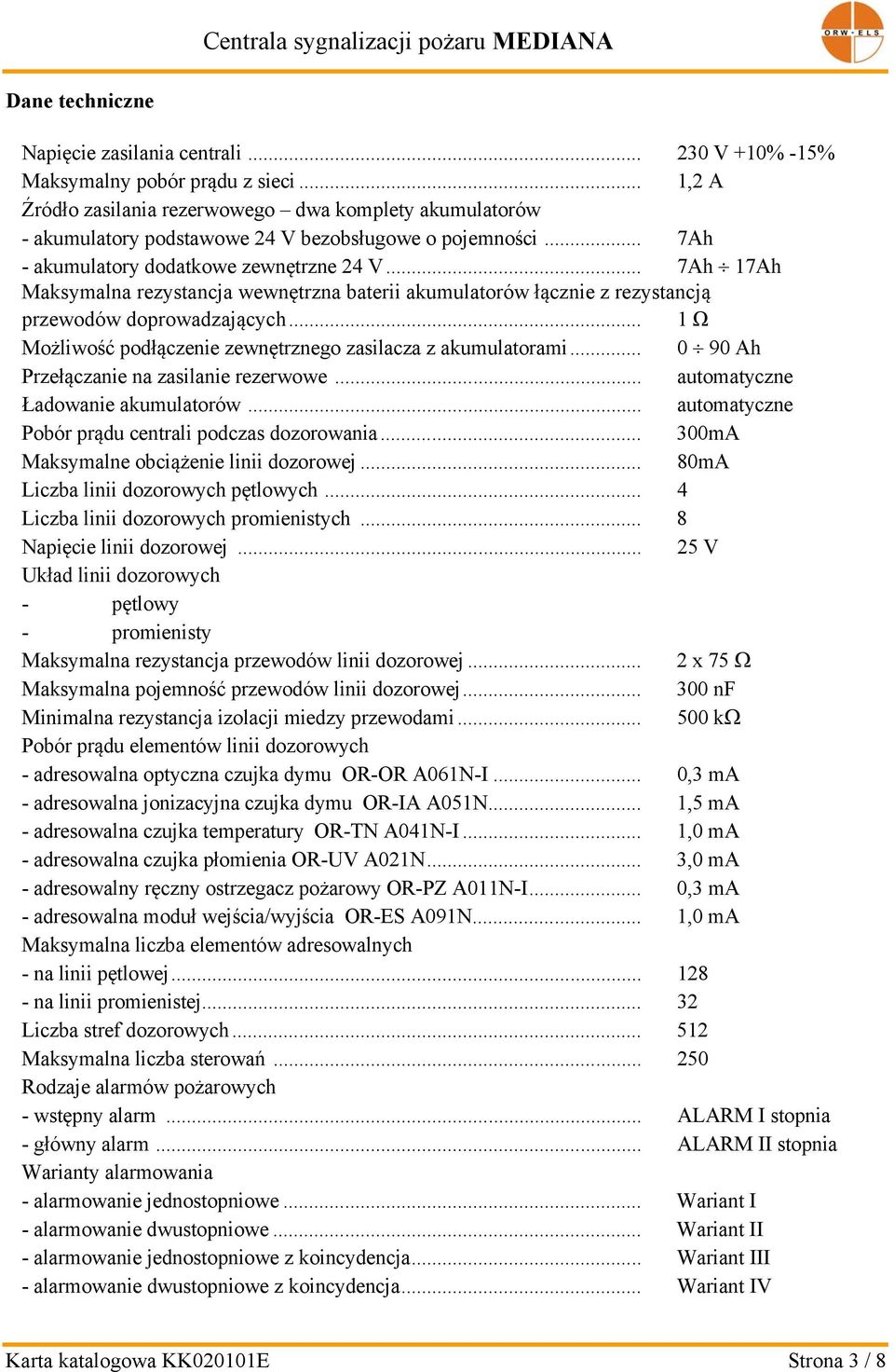 .. 7Ah 17Ah Maksymalna rezystancja wewnętrzna baterii akumulatorów łącznie z rezystancją przewodów doprowadzających... 1 Ω Możliwość podłączenie zewnętrznego zasilacza z akumulatorami.