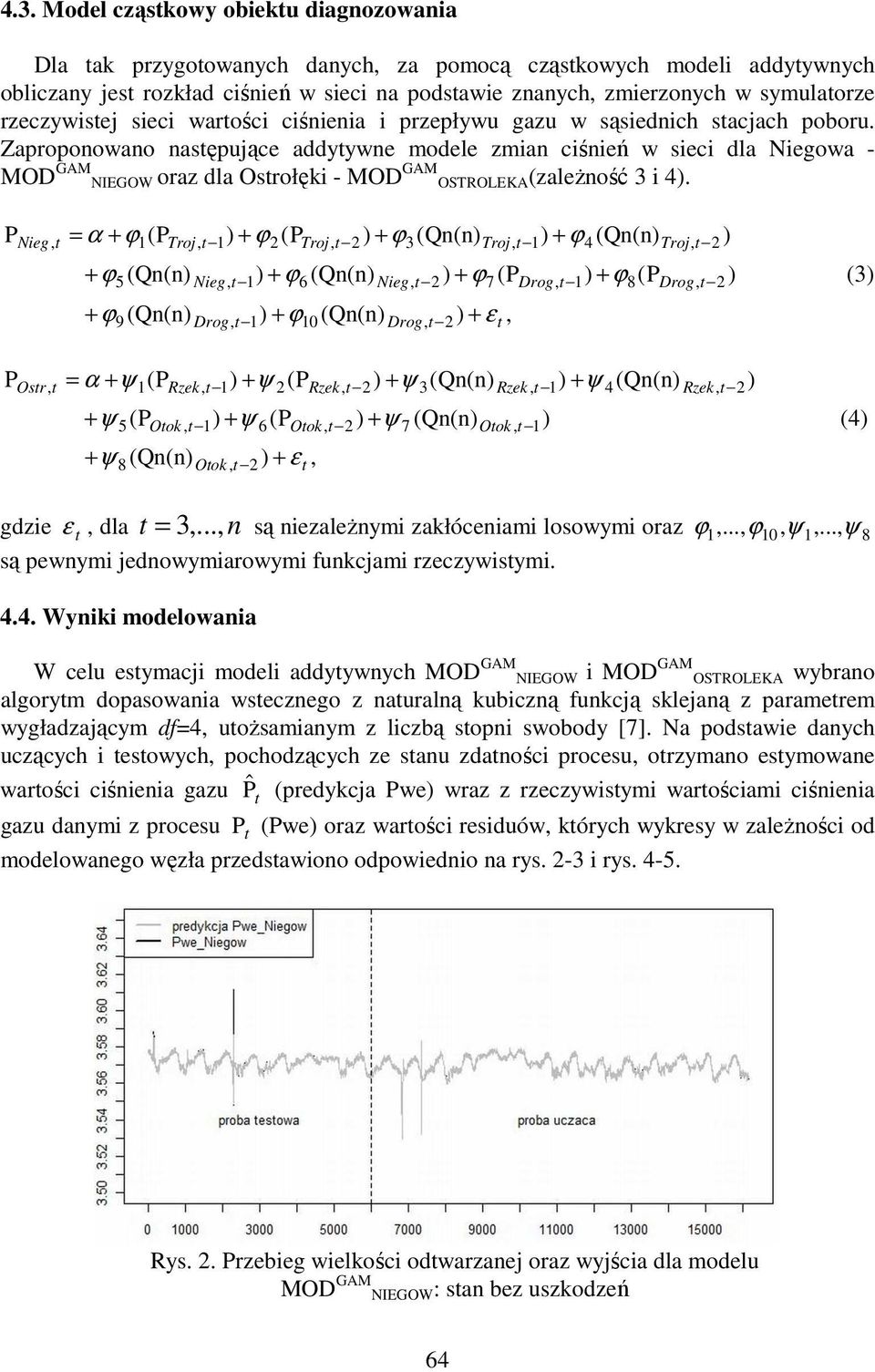 Zaproponowano następujące addytywne modele zmian ciśnień w sieci dla Niegowa - MOD GAM NIEGOW oraz dla Ostrołęki - MOD GAM OSTROLEKA(zaleŜność i 4).