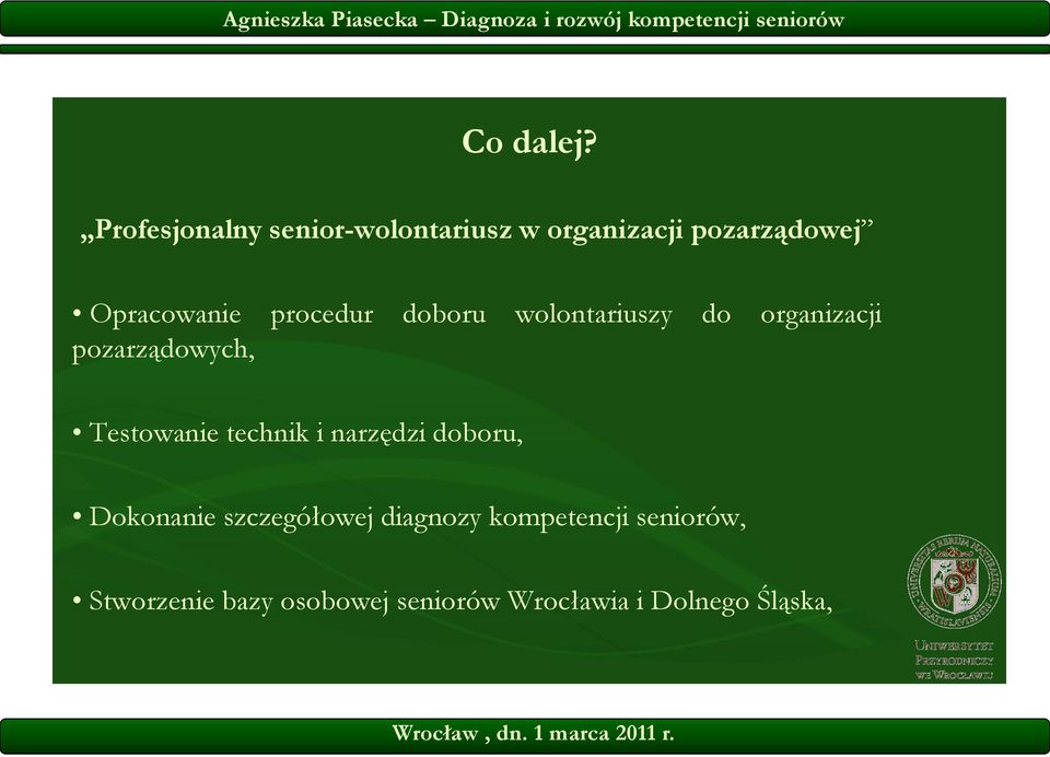 procedur doboru wolontariuszy do organizacji pozarządowych, Testowanie
