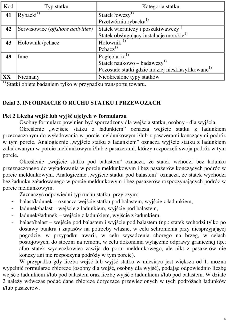 objęte badaniem tylko w przypadku transportu towaru. Dział 2.