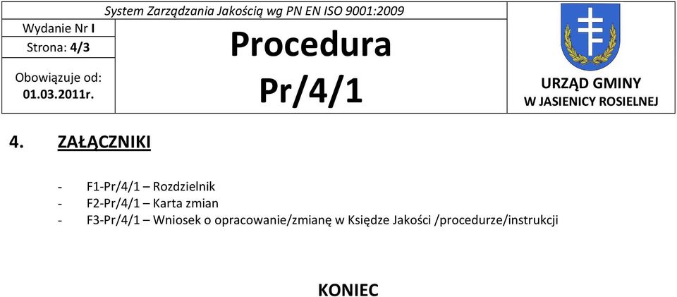 Karta zmian - F3- Wniosek o