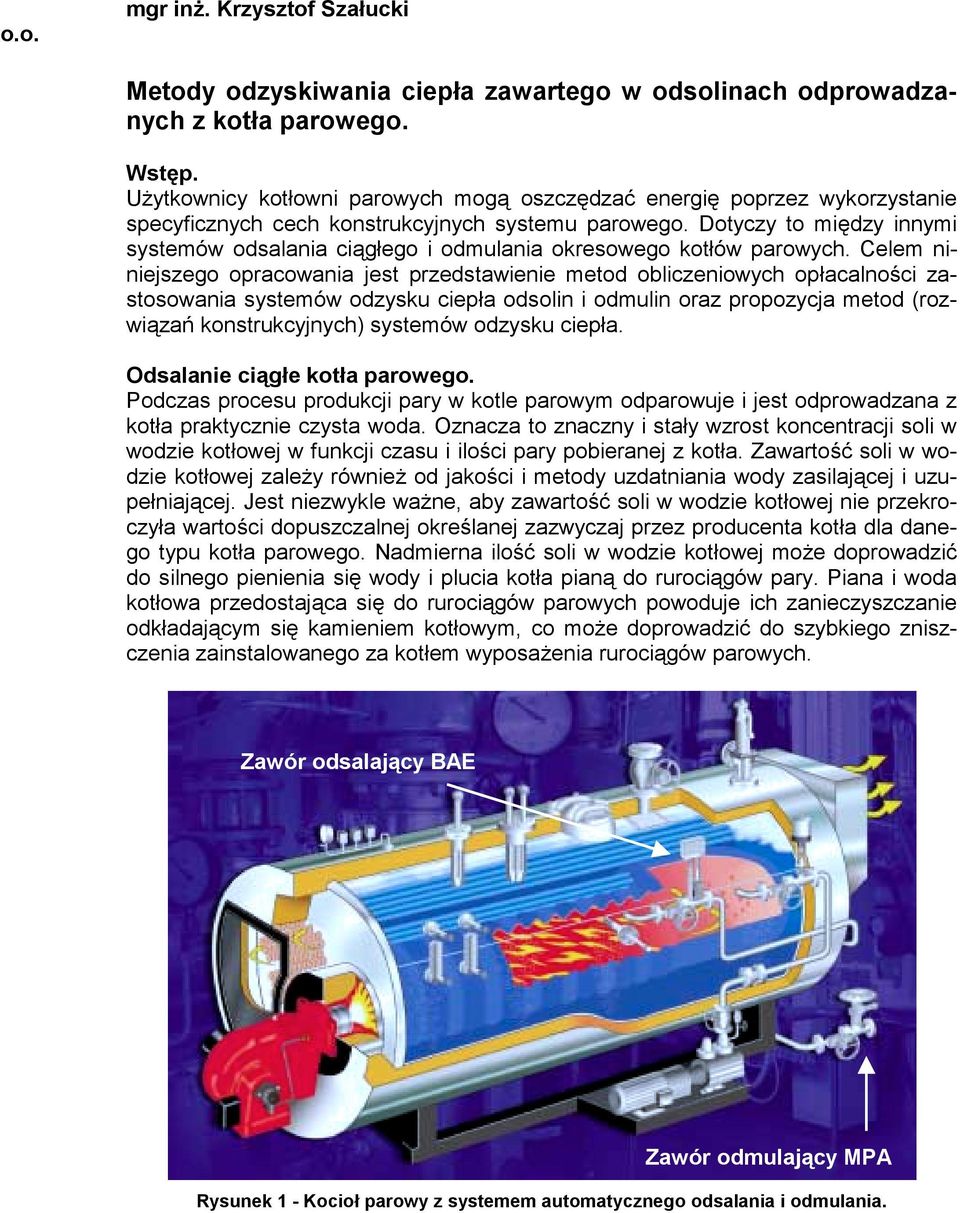 Dotyczy to między innymi systemów odsalania ciągłego i odmulania okresowego kotłów parowych.