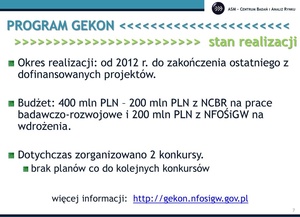 Budżet: 400 mln PLN 200 mln PLN z NCBR na prace badawczo-rozwojowe i 200 mln PLN z NFOŚiGW na