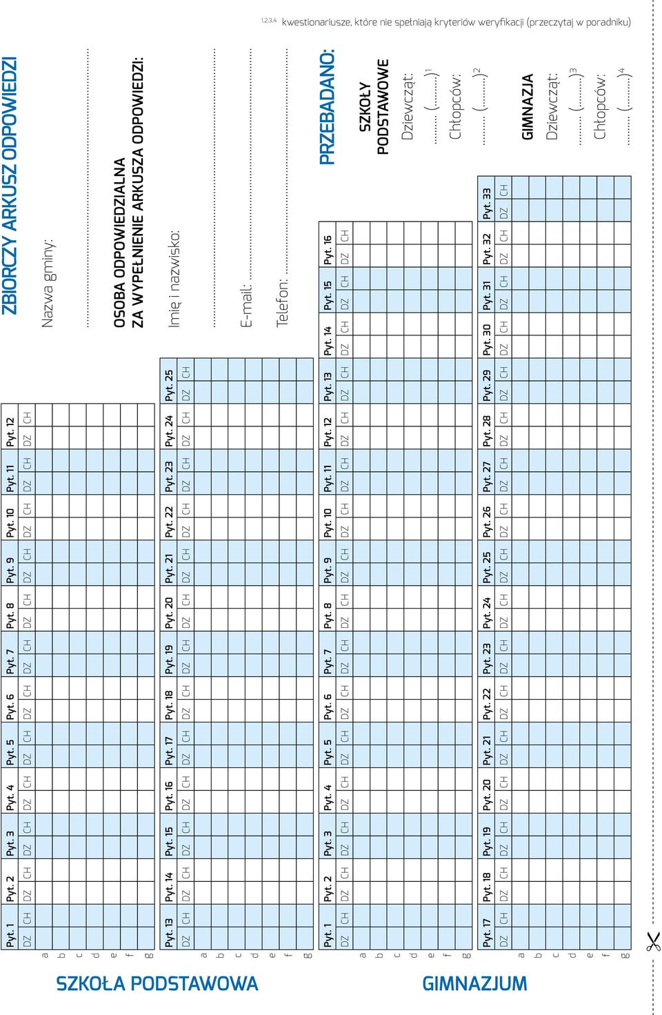 .. OSOBA ODPOWIEDZIALNA ZA WYPEŁNIENIE ARKUSZA ODPOWIEDZI: Pyt. 13 Pyt. 14 Pyt. 15 Pyt. 16 Pyt. 17 Pyt. 18 Pyt. 19 Pyt. 20 Pyt. 21 Pyt. 22 Pyt. 23 Pyt. 24 Pyt.