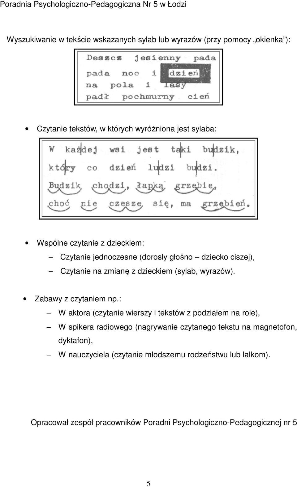 Zabawy z czytaniem np.