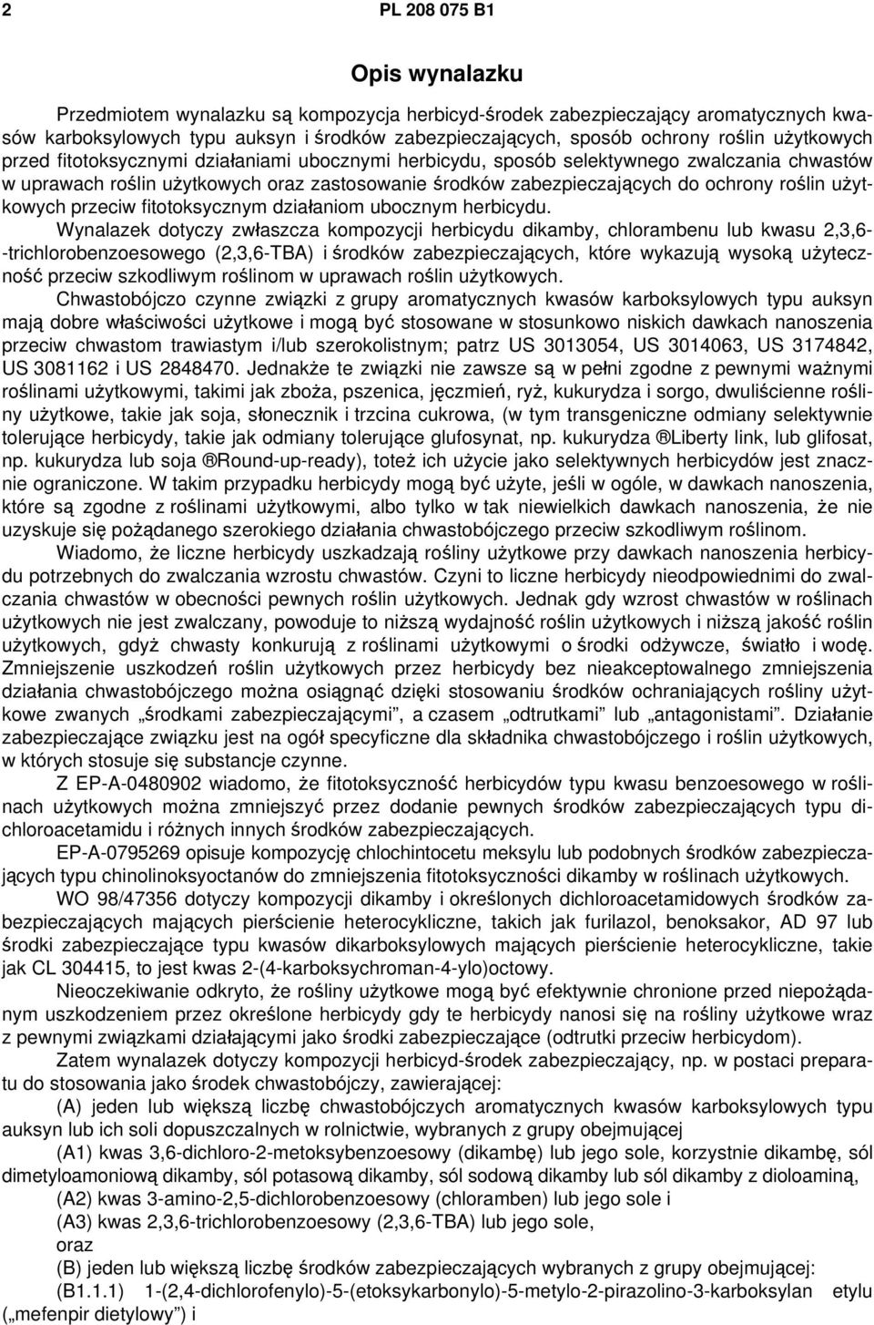 użytkowych przeciw fitotoksycznym działaniom ubocznym herbicydu.