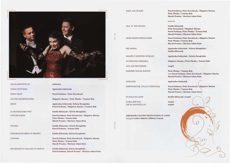 Agnieszka Gabrysiak/ Sylwia Strugińska TO OSTATNIA NIEDZIELA Zbigniew Macias / ACH, JAK PRZYJEMNIE zespół KAŻDEMU WOLNO KOCHAĆ oraz Paweł Erdman, Piotr Kowalczyk / Zbigniew Macias BUBLICZKI Agnieszka