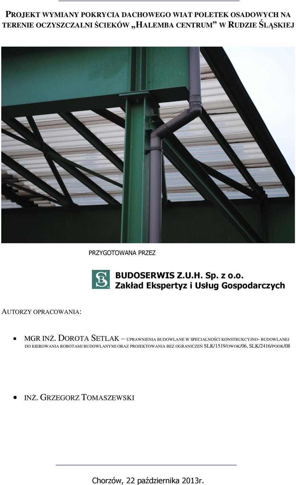 o. Zakład Ekspertyz i Usług Gospodarczych AUTORZY OPRACOWANIA: MGR INŻ.
