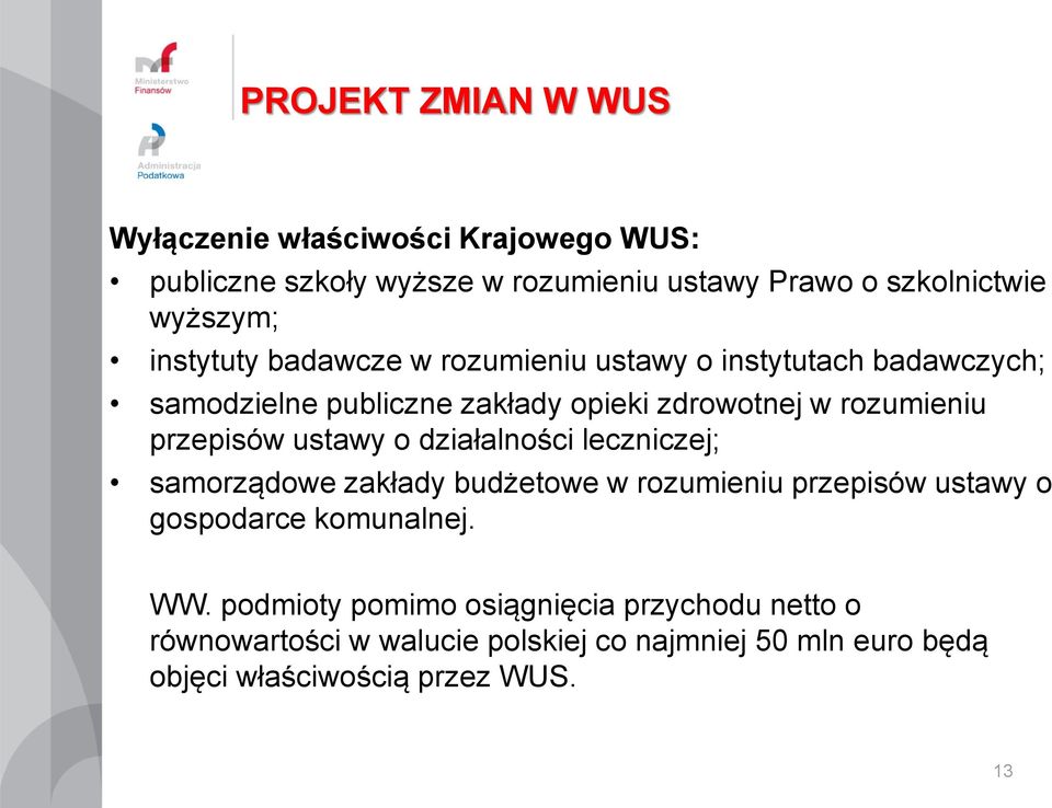 przepisów ustawy o działalności leczniczej; samorządowe zakłady budżetowe w rozumieniu przepisów ustawy o gospodarce komunalnej. WW.