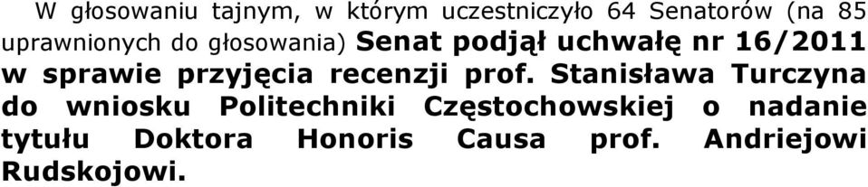 przyjęcia recenzji prof.