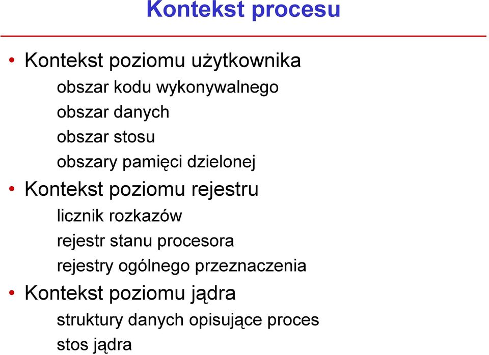 rejestru licznik rozkazów rejestr stanu procesora rejestry ogólnego