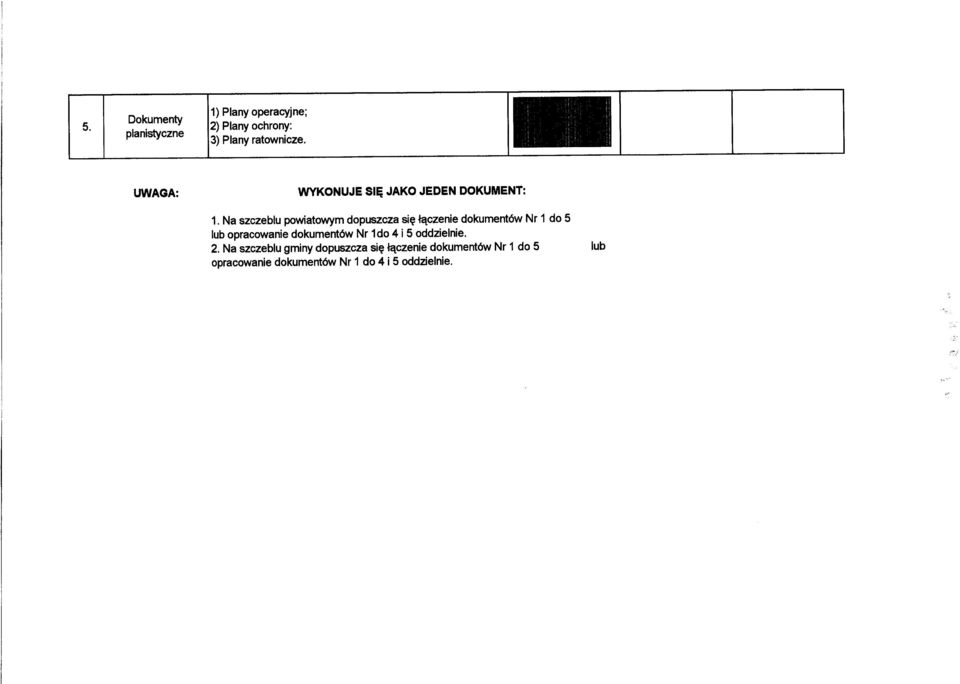 Na szczeblu powiatowym dopuszcza się łączenie dokumentów Nr 1 do 5 WYKONUJE SIĘ JAKO JEDEN
