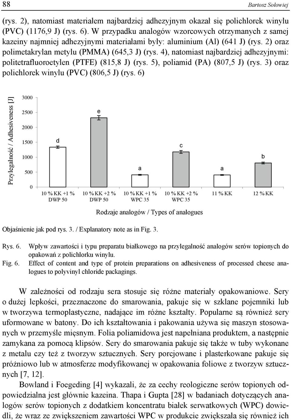 4), ntomist njrdziej dhezyjnymi: politetrfluoroetylen (PTFE) (815,8 J) (rys. 5), polimid (PA) (807,5 J) (rys. 3) orz polihlorek winylu (PVC) (806,5 J) (rys.
