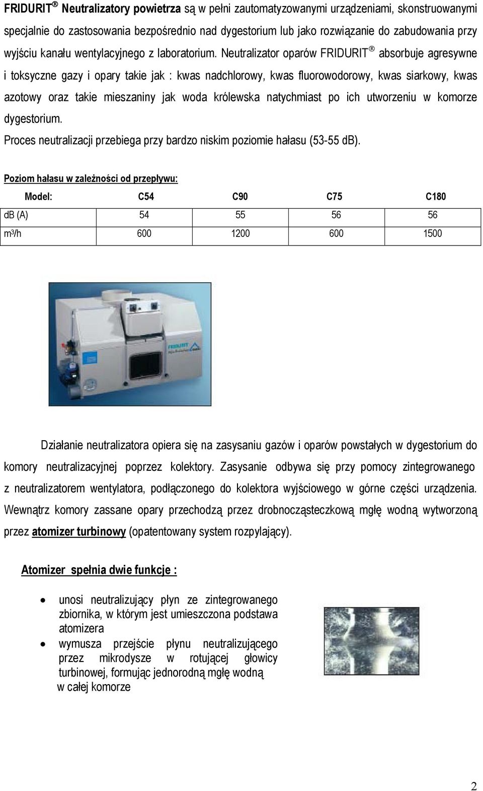 Neutralizator oparów FRIDURIT absorbuje agresywne i toksyczne gazy i opary takie jak : kwas nadchlorowy, kwas fluorowodorowy, kwas siarkowy, kwas azotowy oraz takie mieszaniny jak woda królewska