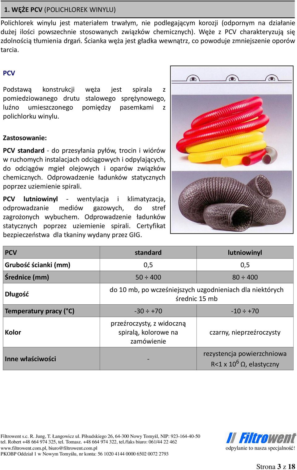 PCV Podstawą konstrukcji węża jest spirala z pomiedziowanego drutu stalowego sprężynowego, luźno umieszczonego pomiędzy pasemkami z polichlorku winylu.