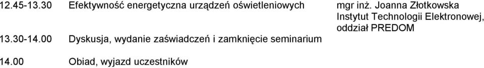 inż. Joanna Złotkowska Instytut Technologii Elektronowej,