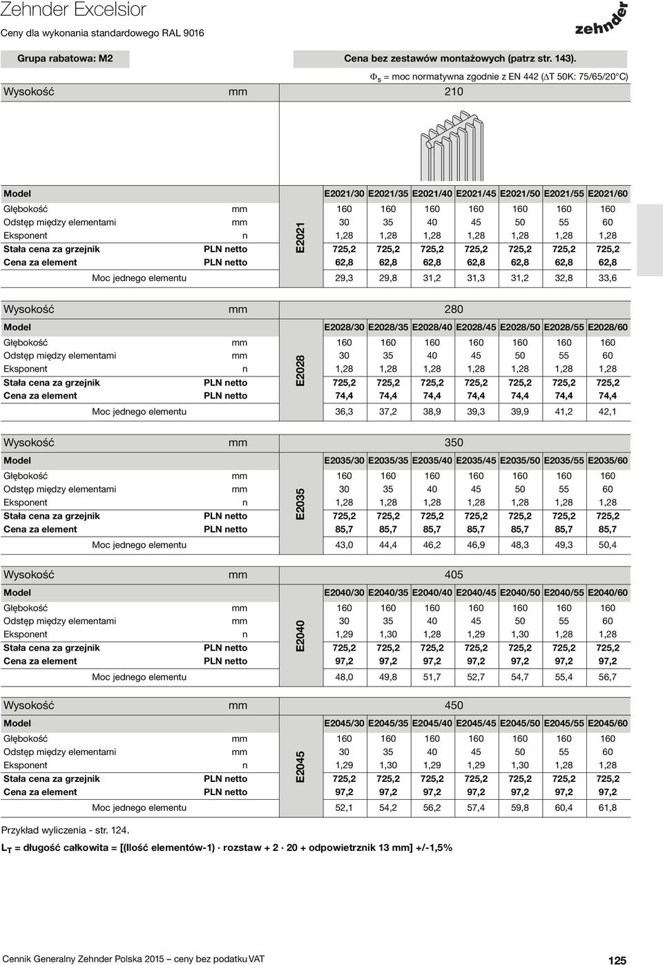 725,2 725,2 725,2 725,2 725,2 725,2 725,2 Cena za element PLN netto 62,8 62,8 62,8 62,8 62,8 62,8 62,8 Moc jednego elementu 29,3 29,8 31,2 31,3 31,2 32,8 33,6 E2021 ysokość mm 280 E2028/30 E2028/35