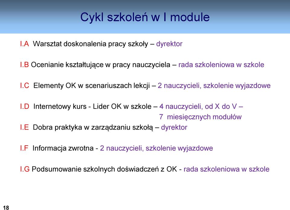 C Elementy OK w scenariuszach lekcji 2 nauczycieli, szkolenie wyjazdowe I.