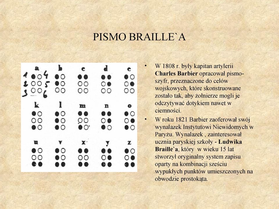 tak, aby żołnierze mogli je odczytywać dotykiem nawet w ciemności.